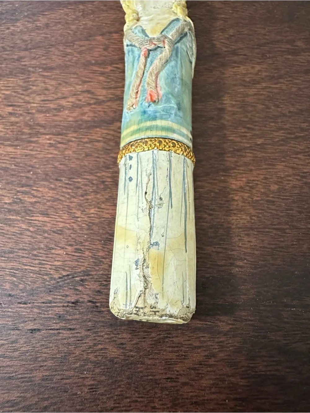 Vintage 1960s Mexican Paper Mache Doll Lipstick Holder Case LF Mid Century Folk